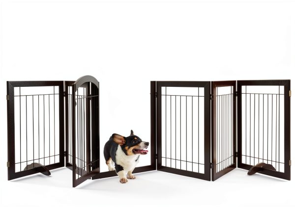 PAWLAND Dog Gate Freestanding Wooden Pet Playpen Door-7