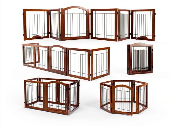 PAWLAND Dog Gate Freestanding Wooden Pet Playpen Door-5