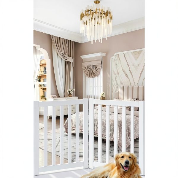 LZRS Wood Pet Gate Freestanding Foldable for Small Dogs-7