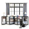 PAWLAND Dog Gate Freestanding Wooden Pet Playpen Door-1