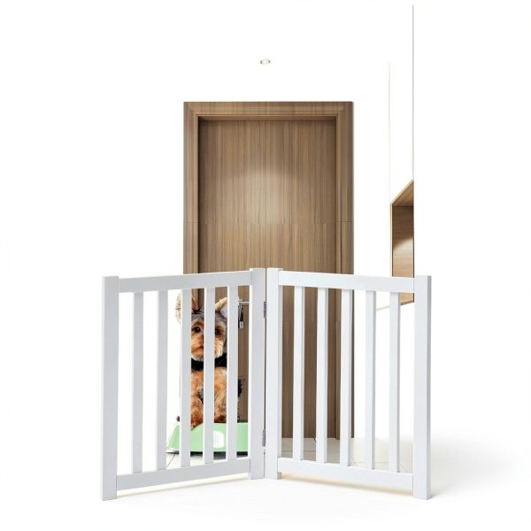 LZRS Wood Pet Gate Freestanding Foldable for Small Dogs-6