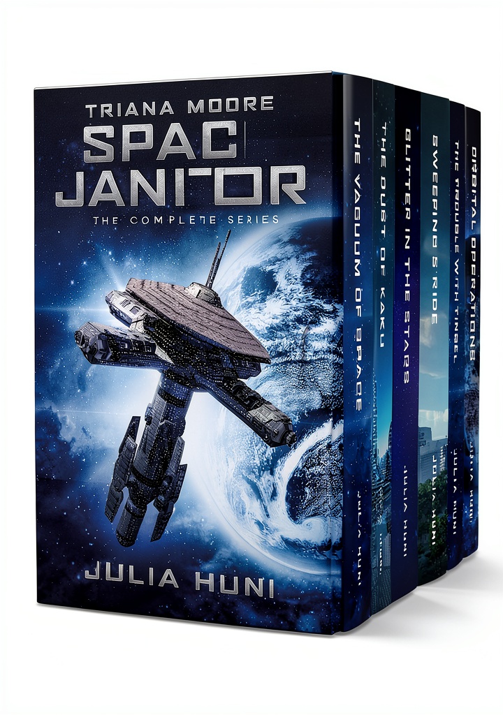 Space Janitor Universe Kindle book cover showcasing vibrant sci-fi artwork