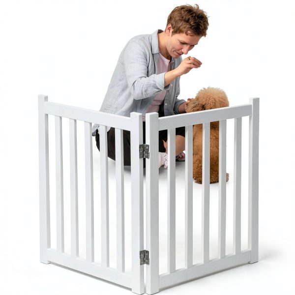 LZRS Wood Pet Gate Freestanding Foldable for Small Dogs-5